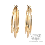 Triple Hoop 14k Gold Earrings Front View