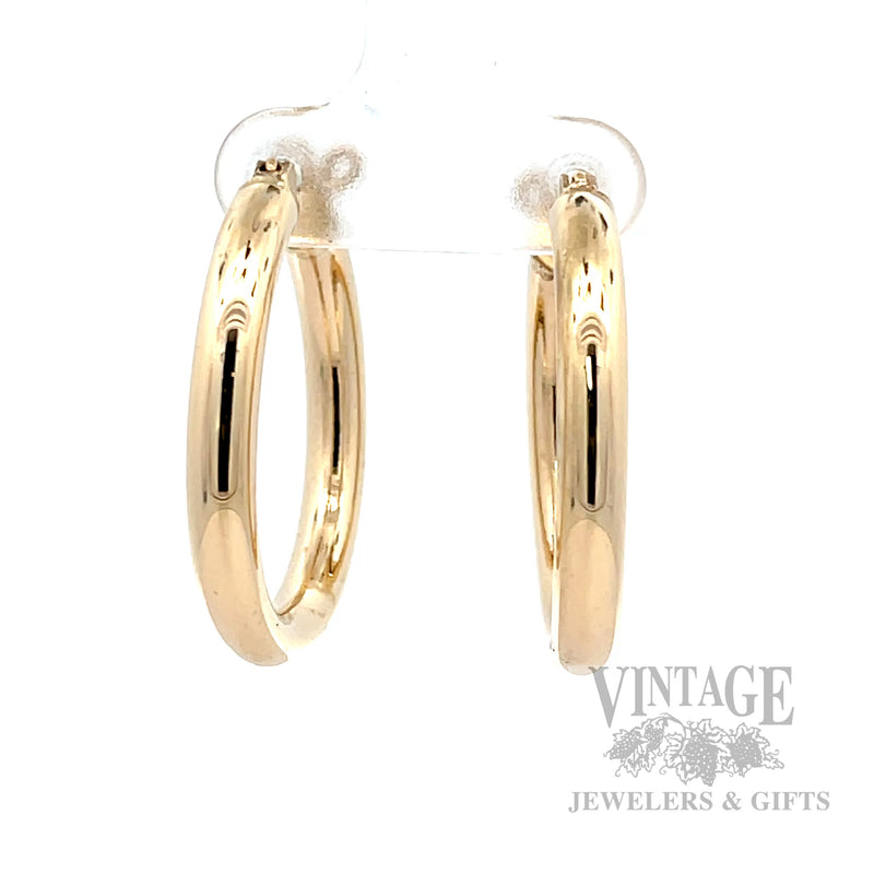 Semi-Solid Hoop 14k Gold Earrings Front View