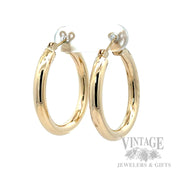 Semi-Solid Hoop 14k Gold Earrings Perspective View