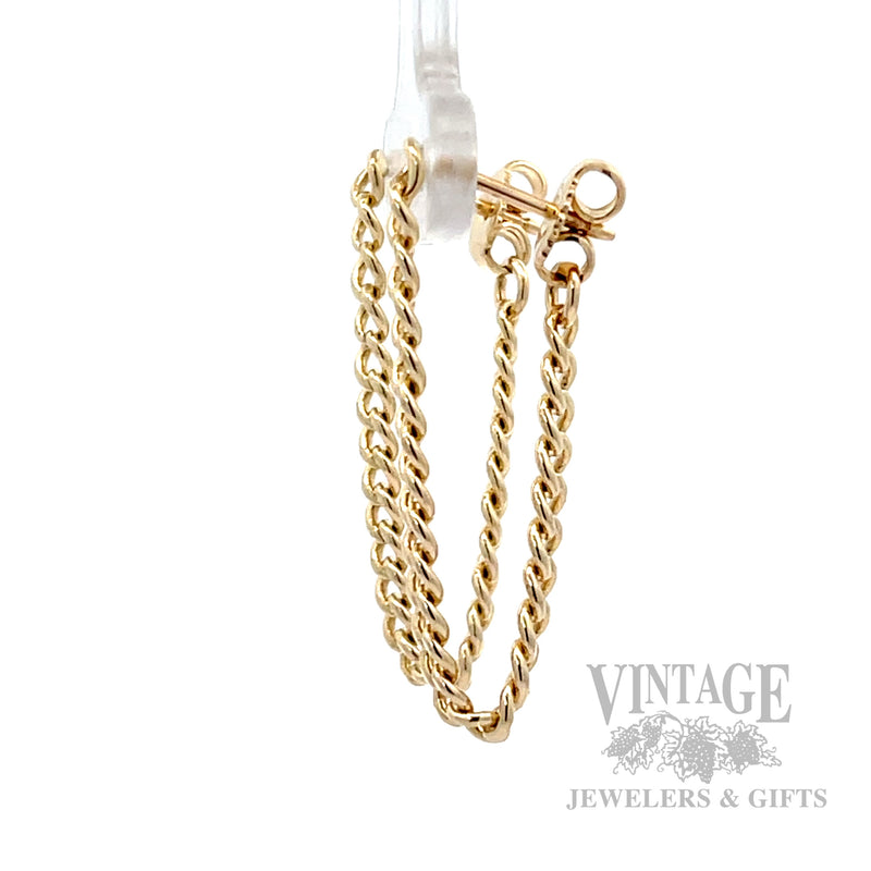 Curb Link Dangle 13k Gold Earrings Side View