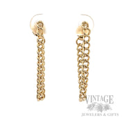 Curb Link Dangle 13k Gold Earrings Front View