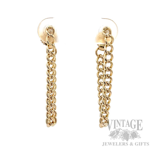 Curb Link Dangle 13k Gold Earrings Front View