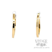 Hollow Squared Endless Hoop 17k Gold Earrings Front View