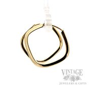 Hollow Squared Endless Hoop 17k Gold Earrings Side View