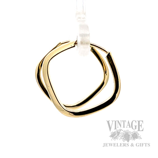 Hollow Squared Endless Hoop 17k Gold Earrings Side View