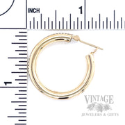 Semi-Solid Hoop 14k Gold Earrings Scale View
