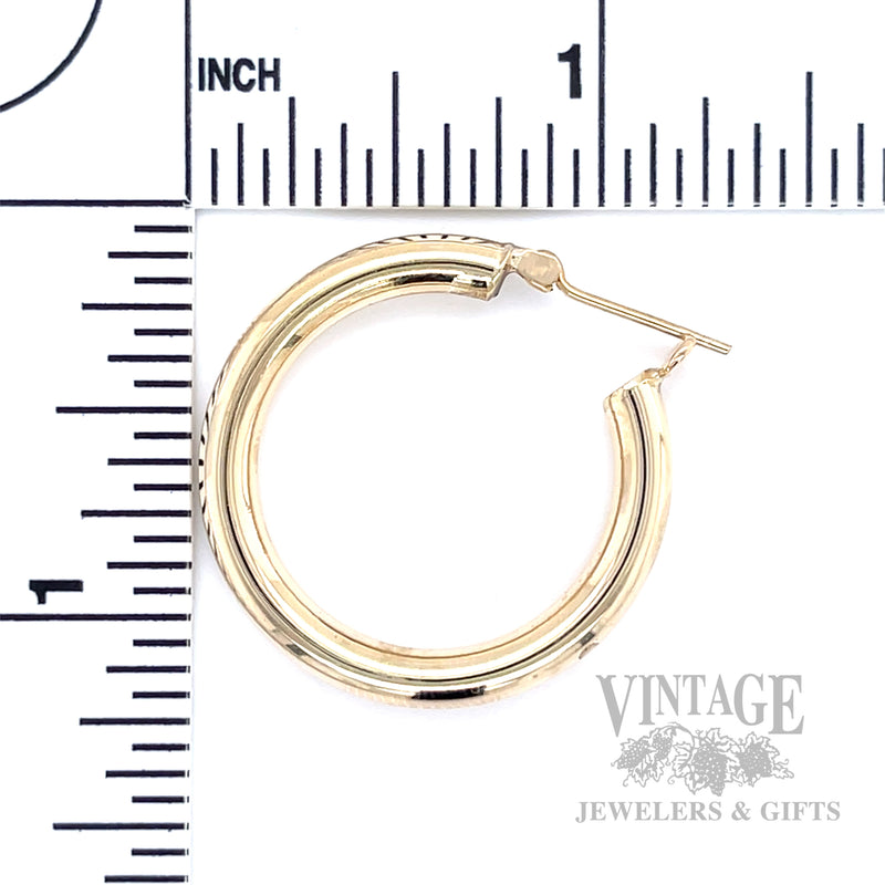 Semi-Solid Hoop 14k Gold Earrings Scale View