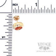 Bezeled Orange Sapphire 14k Gold Earrings Scale View