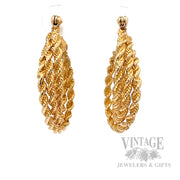 25 mm Twisted Triple Rope 14k Gold Hoop Earrings Front View