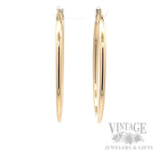 Oval Tube Hoops 18K Yellow Gold Earrings Front View