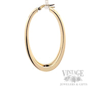 Oval Tube Hoops 18K Yellow Gold Earrings Side View