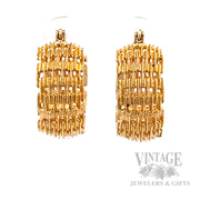 23 mm Openwork Basket-Weave 13k Gold Hoop Earrings Front View