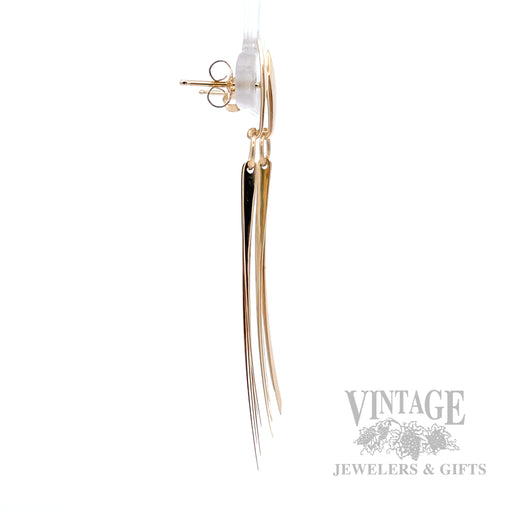 Art-Deco Inspired Articulating 14k Gold Fan Earrings Side View