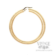59 mm Stipple Textured Hoop 14k Gold Earrings Side