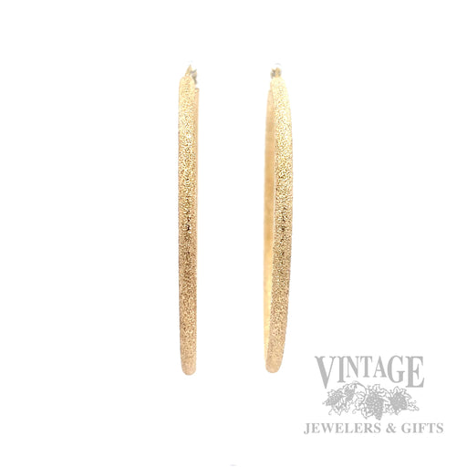 59 mm Stipple Textured Hoop 14k Gold Earrings Front