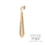 Elongated Teardrop 14k Gold Dangle Earrings Side View