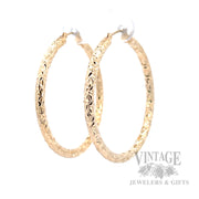 40 mm Diamond-Cut 14k Gold Hoop Earrings Perspective View