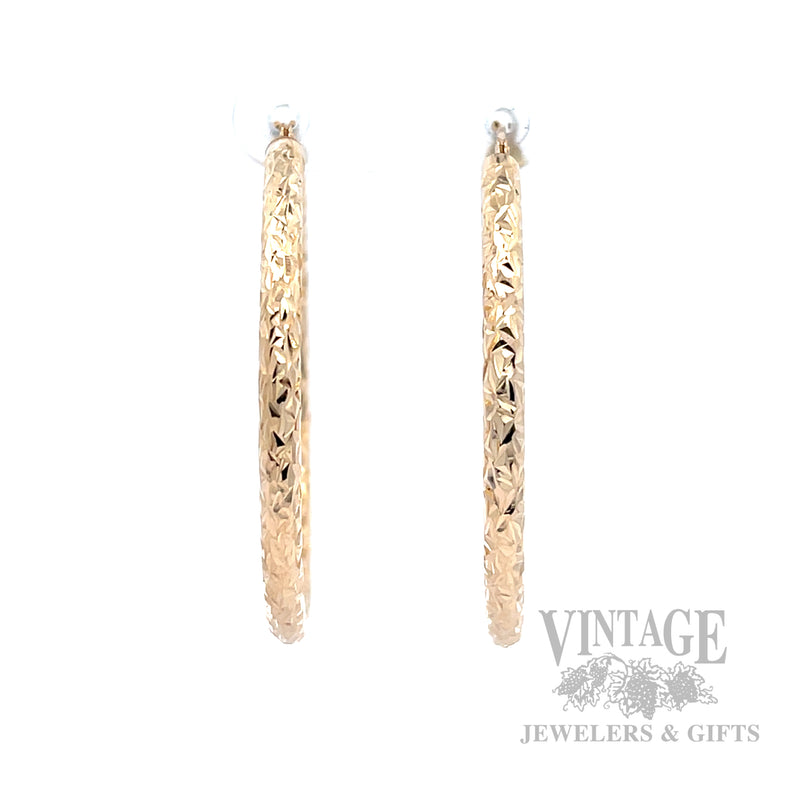 40 mm Diamond-Cut 14k Gold Hoop Earrings Front View