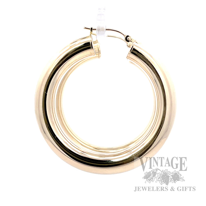 40 mm Wide Tube 14k Gold Hoop Earrings Side View