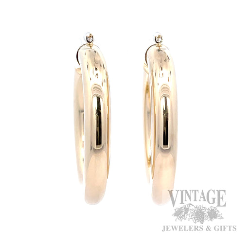 40 mm Wide Tube 14k Gold Hoop Earrings Front View