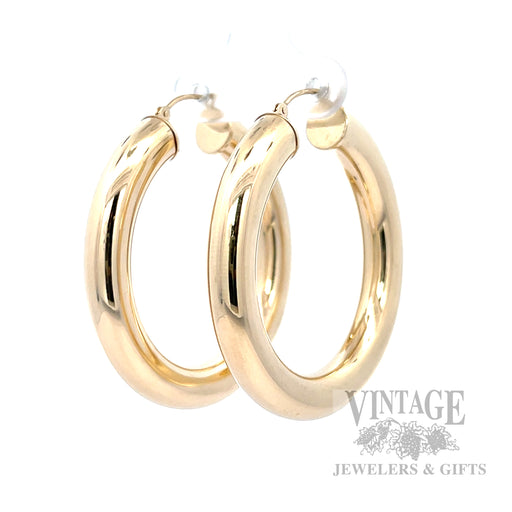 40 mm Wide Tube 14k Gold Hoop Earrings Perspective Video
