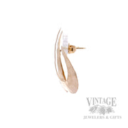 Hammered Scroll 14K Gold Earrings Side View