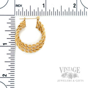25 mm Twisted Triple Rope 14k Gold Hoop Earrings Scale View