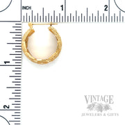 23 mm Openwork Basket-Weave 13k Gold Hoop Earrings Scale View