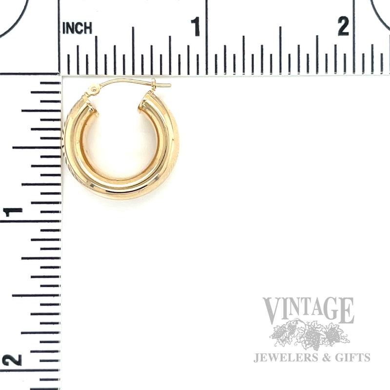 20 mm Wide 14k Gold Hoop Earrings Scale View