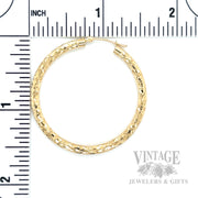 40 mm Diamond-Cut 14k Gold Hoop Earrings Scale View