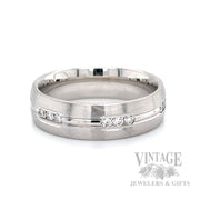 Satin Finished Diamond 14k White Gold Ring Band Front View