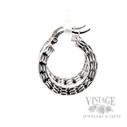 Bright-Cut 14K White Gold Hoop Earrings Side View