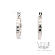 Bright-Cut 14K White Gold Hoop Earrings Back View