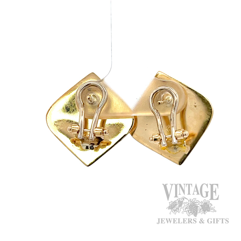 Pyramid 18K Yellow Gold Omega Back Earrings Back View