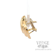 Pyramid 18K Yellow Gold Omega Back Earrings Side View