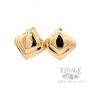 Pyramid 18K Yellow Gold Omega Back Earrings Front View