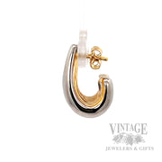 Two Tone 14k Gold Half Hoop Earrings Scale View