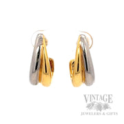 Two Tone 14k Gold Half Hoop Earrings Front View