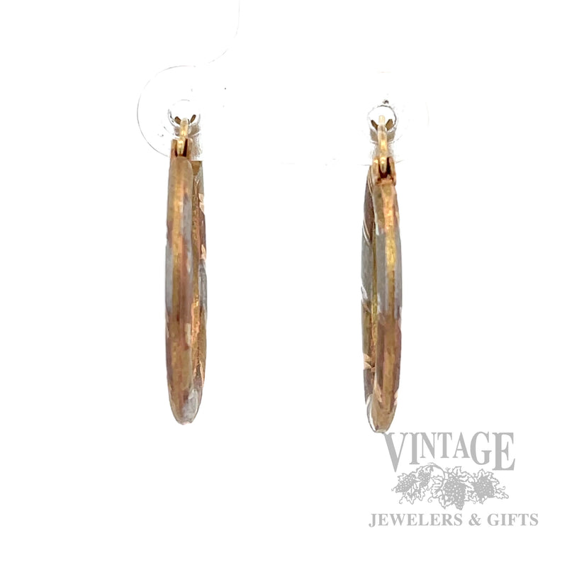 25 mm Three-Tone 10K Gold Hoop Earrings Front View
