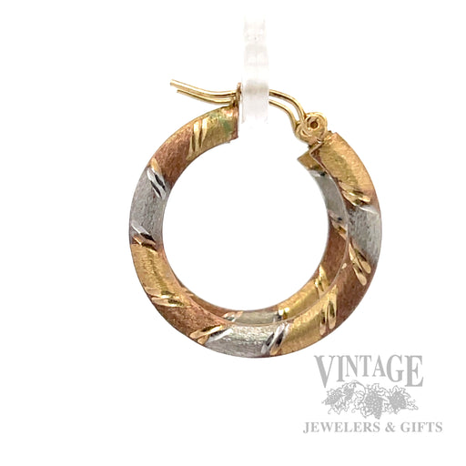 25 mm Three-Tone 10K Gold Hoop Earrings Side View