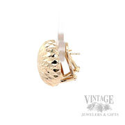 Diamond-Cut Dome 14K Yellow Gold Button Earrings Side View
