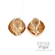 Diamond-Cut Dome 14K Yellow Gold Button Earrings Back View