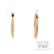 Greek Key 10K Yellow Gold Hoop Earrings Front View