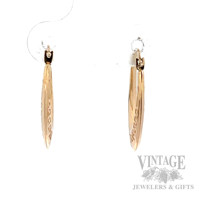 Greek Key 10K Yellow Gold Hoop Earrings Front View