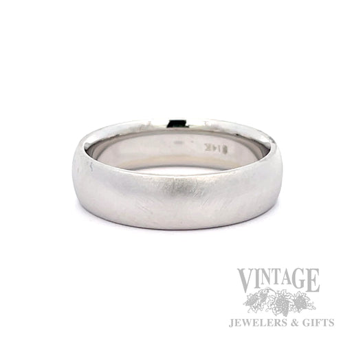 Ice Finish Comfort Fit 14k White Gold Ring Band Front View