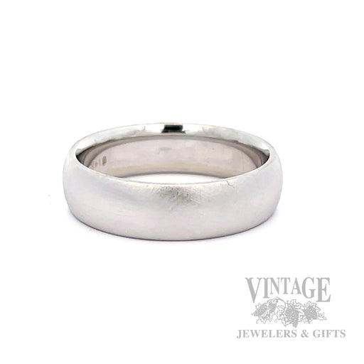 Ice Finish Comfort Fit 14k White Gold Ring Band Front View