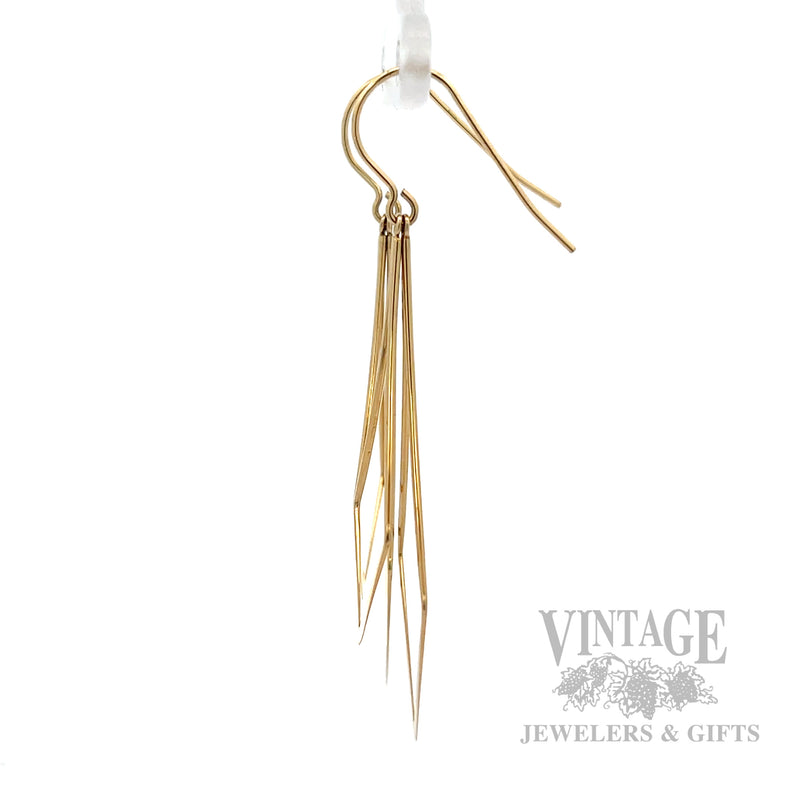 Geometric Double Diamond 14K Yellow Gold Dangle Earrings Side View