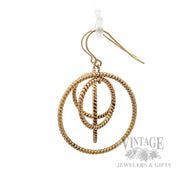 Triple Hoop Rope 14K Yellow Gold Dangle Earrings Side View