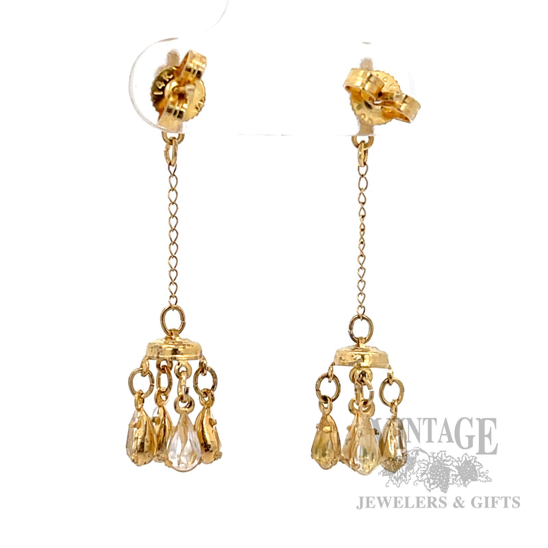 Chandelier 14K Yellow Gold Drop Earrings Back View