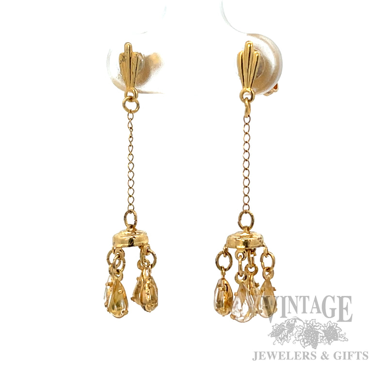 Chandelier 14K Yellow Gold Drop Earrings Front View